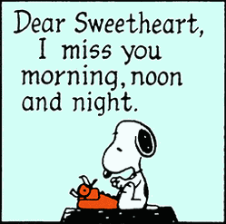 Peanuts Snoopy Love Letter I Miss You Morning Noon And Night Too Vague Lucy GIF