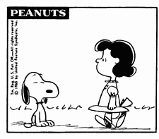 Peanuts Snoopy Lucy Happiness Is A Warm Puppy In Latin Hug Canis Snoop Comic Strip GIF