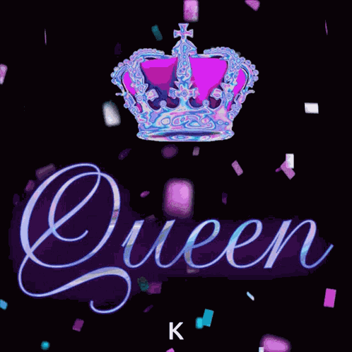 Queen With Crown Moving Confetti GIF