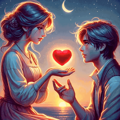 Red Heart Couple Love GIF