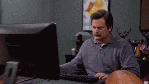 Ron Swanson Throwing Away His Computer - Parks And Recreation GIF
