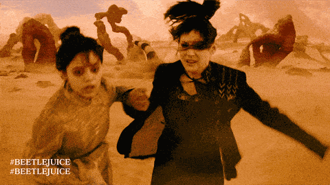 Running From Sandworm Lydia Deetz GIF