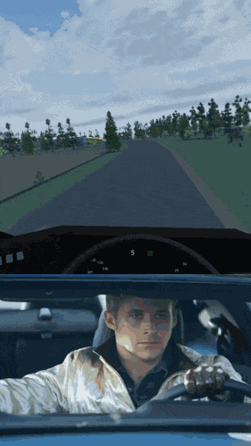 Ryan Gosling Driving GIF