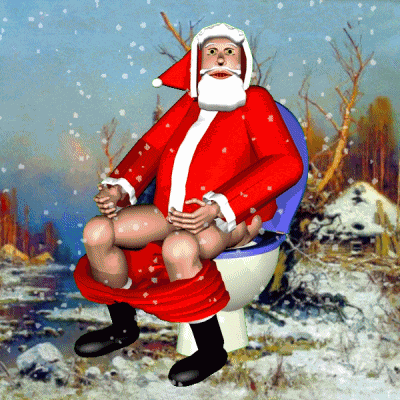 Santa On Toilet Outside Toilet GIF