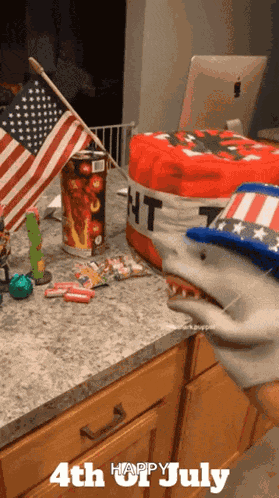 Shark Puppet 4th Of July GIF