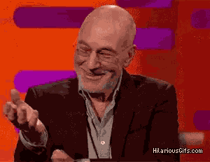 Sir Patrick Stewart Laughing GIF
