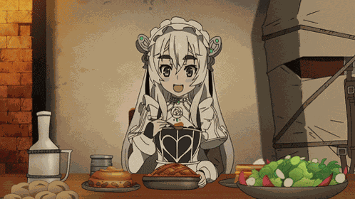 Sitting Down While Enjoying And Eating An Apple Pie Happily Blushes GIF