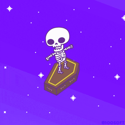 Skeleton Flying Skeleton Coffin GIF