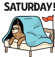 Sloth In Bed Saying Saturday Sticker