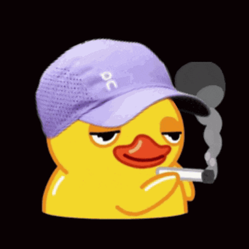 Smoking Duck Purple Cap GIF
