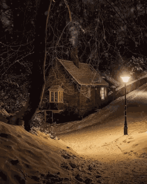 Snow Snowy Snowfall Winter Cozy Cottage Snowing GIF