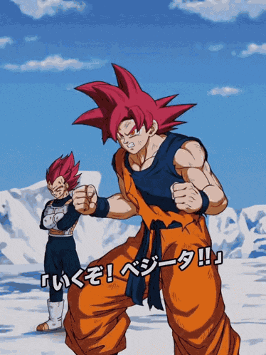 Super Saiyan God Goku And Super Saiyan God Vegeta Divine Warriors With Infinite Power GIF