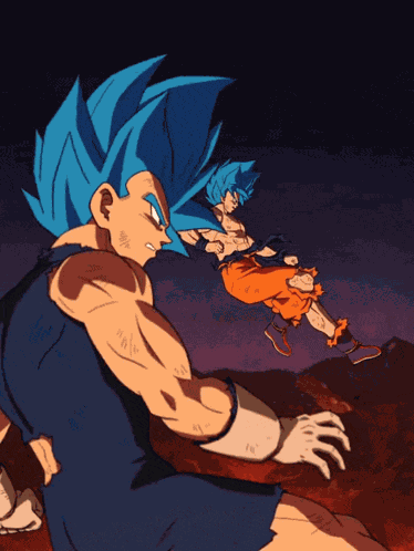 Super Saiyan God Goku And Super Saiyan God Vegeta Divine Warriors With Infinite Power GIF