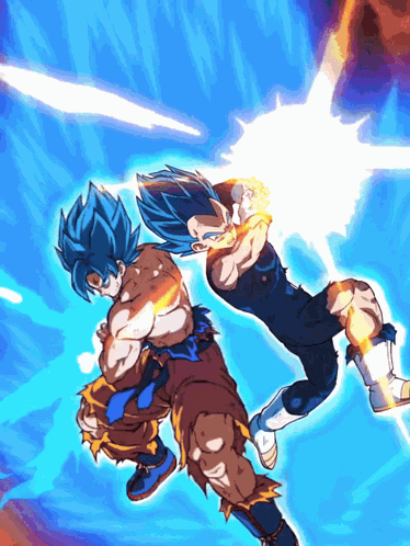 Super Saiyan God Goku And Super Saiyan God Vegeta Divine Warriors With Infinite Power GIF