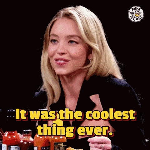 Sydney Sweeney Hot Ones GIF