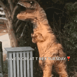T Rex Waiving T Rex Saying Hi GIF