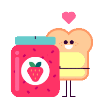 Toast Loves Jar Of Strawberry Jam Sticker