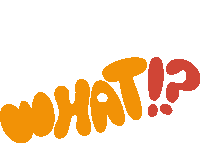 What What In Yellow Bubble Letters With Red Exclamation And Question Mark Sticker