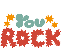 You Rock Yellow Stars Around You Rock In Green And Red Bubble And Electric Letters Sticker